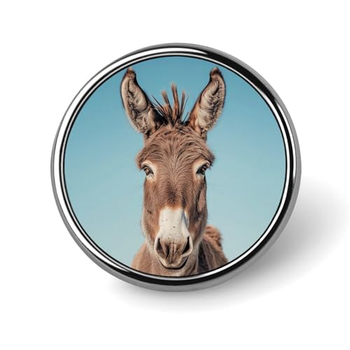 Aluminium Alloy Round Badge Brooch Pins for Men Real Image of Donkey Brooches Elegant Pin for Women Fashion Button Badges Brooch Badge for Hats Jackets Shirts