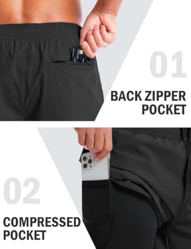 Image of CBlue Men's Outdoor Quick Dry Lightweight Sports Shorts with 2 Zipper Pockets, Breathable Hiking Running Gym Workout Athletic Shorts | CBblue Men's Quick Dry Sports Shorts with Zipper Pocket