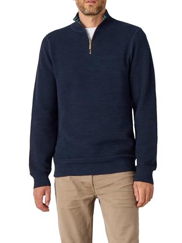 White Stuff Men's Attadale Funnel-Neck Casual Jumper - Organic Cotton - Dark Navy - Size L REG