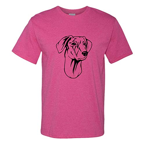 Custom Funny Graphic T Shirts for Men Sloughi Head Black Cotton Top Hot Pink Design Only Large