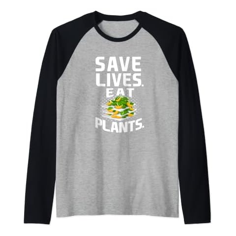 Save Lives Eat Plants - Plant-Based Vegan Vegetarian Raglan Baseball Tee Cover