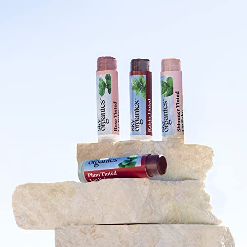 Sky Organics Tinted Lip Balms with Beeswax and a Rich Nourishing Blend of Plant Oils, Moisturizing Lip Balm to Lock In Moisture and Add A Sheer Wash Of Color & Shine , Four Assorted Flavors, 4pk.