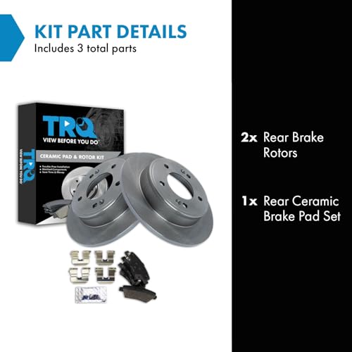 Image of TRQ Rear Ceramic Brake Pad and Rotor Set Compatible with 17-20 Hyundai Elantra Limited 18-20 Elantra Value Edition 18-20 SEL 20-22 Kia Soul LX EX 20-24 Hyundai Venue with Rear Disc Brakes