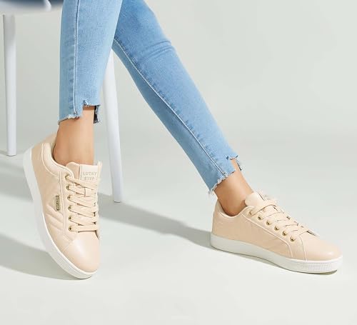 Image of LUCKY STEP Glitter Shoes Sparkly Bling Shiny Bedazzled Lace up Fashion Sneakers for Women
