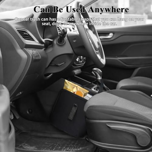 Image of Car Trash Can, Foldable Trash Can for Car, Large Capacity Water-Resistant Car Trash Bag, Car Interior Accessories Hanging Car Garbage Can Collapsible Hanging Trash Bag for Car Seat