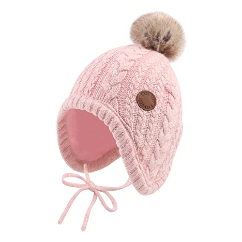 XIAOHAWANG Baby Wintermütze Mädchen Jungen Warm Strickmütze mit Pompom...