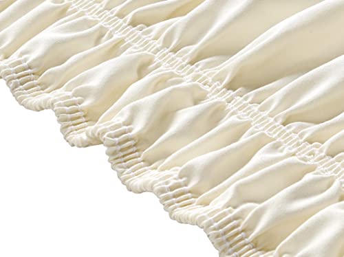 Freshculture Wrap Around Ruffled Bed Skirt For Twin Beds, 15 Inch Tailored Drop, Adjustable Elastic Dust Ruffles Twin Size, Easy Fit Wrinkle & Fade Resistant, Soft Brushed Fabric, Cream Beige #TOP3