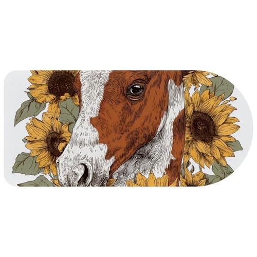 Tapis de clavier grand format poulain décor tournesol