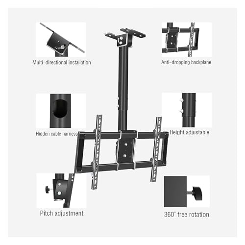 Support de plafond pour téléviseur avec charge maximale de 176 LB robuste