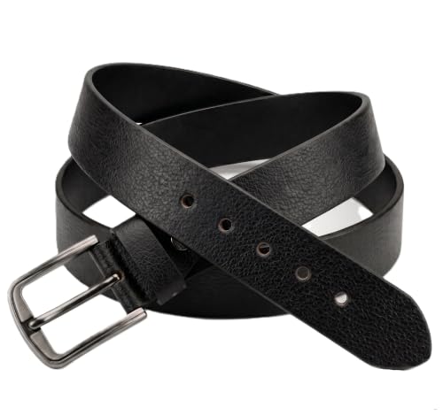 Image of Genuine Leather Belt for Men - Premium Formal & Casual Belt with Metal Buckle - Durable Adjustable Waist Belt for Jeans, Trousers & Office Wear