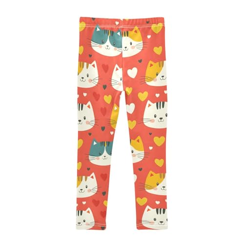 Cute Cat Valentine Print Girls Leggings Soft Stretch Workout Yoga Dance Pants for Kids Casual Tights2