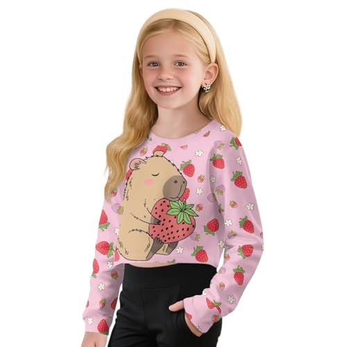 Crop Tops for Kids Fall Outfits Long Sleeve Shirts for Girls Cropped Sweatshirt Active Clothes 5-14 Years2