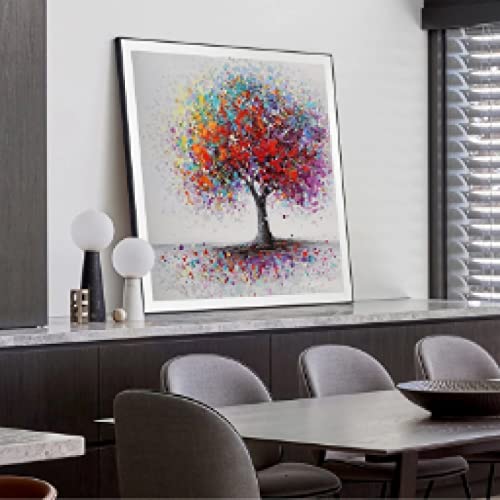 Tableau Arbre Rose Abstrait 30x30cm | Décoration Murale Salon Moderne