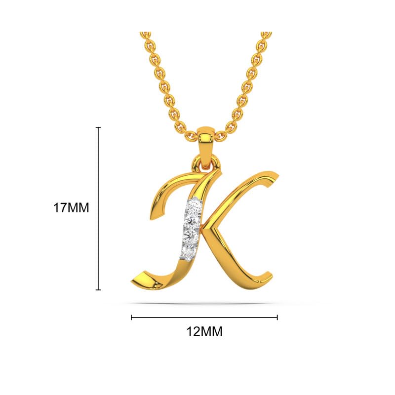 Image of KISNA Alphabet Diamond & Gold Pendant for Women.
