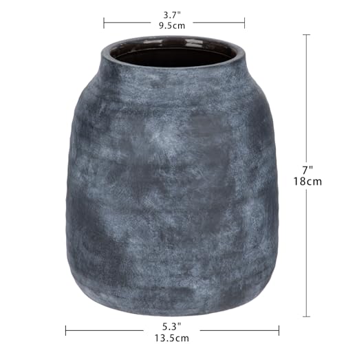 Arborus Large Rustic Ceramic Vase, LightSlateGray Farmhouse Flowers Vase,Whitewashed Terra Cotta Vase,Antique Pottery Pampas Vase for Home Living Room Kitchen Mantel Porch Decrations by Arborus - Image 3