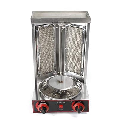 2 Brenner Gas 3000W Edelstahl Döner Kebab Maschine Dönergrill Tischgrill BBQ Grillofen Vertikale Broiler Gaskochmaschine Spinnen Döner Kebab Shawarma Gyro Grill – Bild 7
