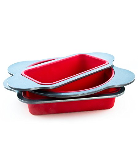 Silicone Baking Pans Set. 3 Pcs Professional Silicone Non-Stick Baking Cake Pans Set By Boxiki Kitchen. Includes Silicone Round Cake Pan, Square Cake Pan And Bread Loaf Pan. #TOP4