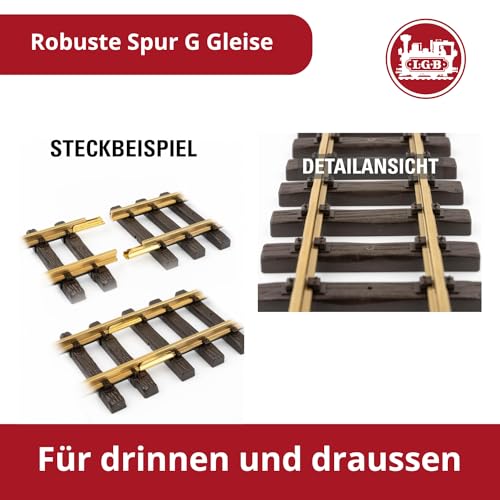 LGB – 90463 Gartenbahn Starterset Klemmbausteinzug mit Lokomotive und zwei Waggons, Outdoor-Eisenbahn, Spur G, 74.9 x 54.1 x 15.49 cm – Bild 6