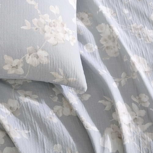 Calvin Klein - King Duvet Cover Set, Super Soft Cotton Bedding with Matching Shams, Floral Home Decor, Oeko-Tex Certified (Eternity Floral Grey, King) by Calvin Klein - Image 3