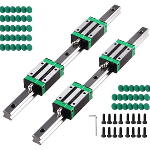 Linear Guide Rail 2 X HGR 20-1500mm Linear Slide Rail + 4 X Bearing Blocks Linear Guideway Rail for DIY CNC Routers Lathes Mills