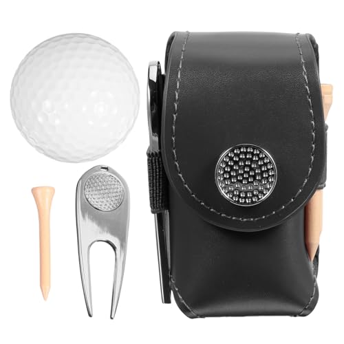 Porte-tee golf en PU avec marqueur de balle intégré pour une organisation optimale sur le green