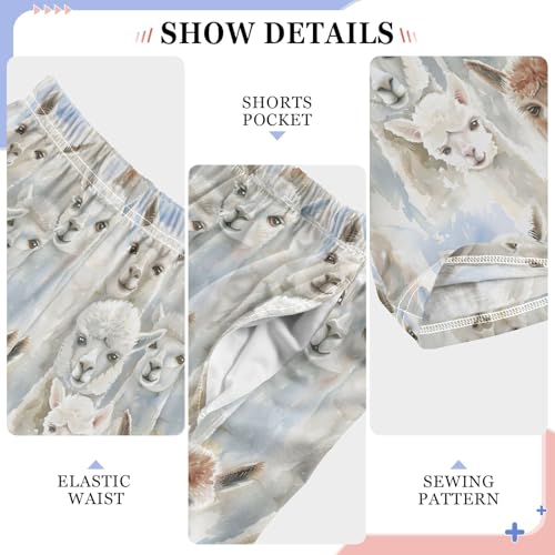 senya Watercolor Alpaca 1 Long Pajama Pants Bottoms Soft Sleepwear with Pockets4