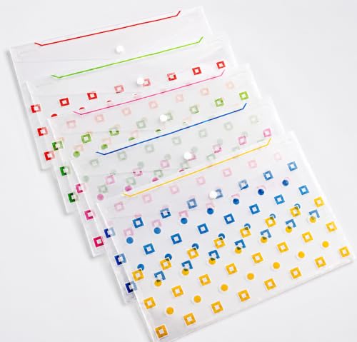 Image of Appropriate Transparent Colour Plastic Document Envelope Folder with Snap Button Closure | A4 FC Size | Waterproof Expanding File Holder | Assorted Colors | Pack of 20