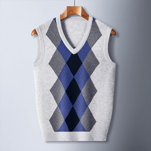 Men's Argyle Vest Sweater Sleeveless V Neck Knitted Pullover Sweater Casual Temperament Business Comfy Tops3
