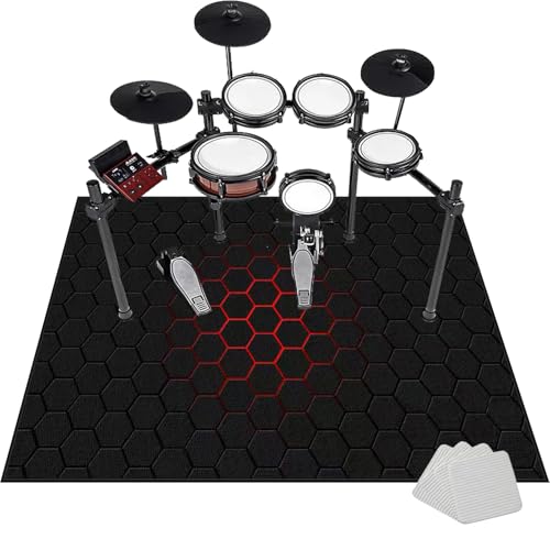 Alfombra de Tambor Insonorizada, Alfombras Acusticas, 120 x 100 cm Alfombra para Bateria Electronica, Alfombrillas Antivibracion Bateria, Alfombras Rectangulares Antideslizantes para Bombo Caja