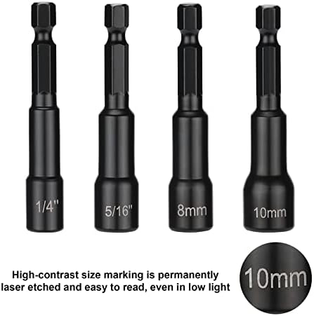 CASOMAN 12 Pieces 1/4" Magnetic Hex Nut Driver Set, 1/4" to 9/16", 8 to 10mm, Impact Ready Magnetic Nut Driver Bit Set, SAE&Metric