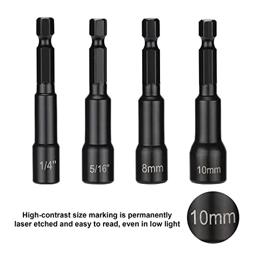Casoman 12 Pieces 1/4" Magnetic Hex Nut Driver Set, 1/4" To 9/16", 8 To 10Mm, Impact Ready Magnetic Nut Driver Bit Set, Sae&Metric #TOP5