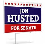 Jon Husted for Senate Yard Sign, Ohio Republican GOP Political Sign, 12x18 Inches Coro Plastic, Double Sided, Metal H-Stake, Waterproof Outdoor Blue Lawn Signage, USA Made