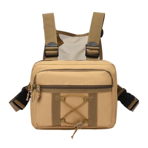 UGPLM Chest Rig Bag Chest Backpack Backpack Cycling Breathable Vest Front Pack Pouch Shoulder Bag for Travel Outdoor Workout, Khaki