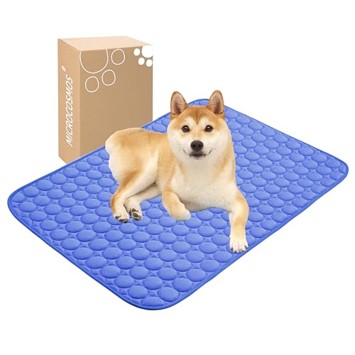 MICROCOSMOS Summer Cooling Mat & Sleeping Pad- Water Absorption Top, Materials Safe, Easy Carry, EZ Clean. Keep Cooling for Pets, Kids and Adults.(Navy Blue, 36" x24")