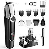 Vexloria Hair Clippers and Beard Trimmer for Men, All-in-One Waterproof Electric Razor & Nose Hair Trimmer with LED Display, Rechargeable Cordless Face & Body Grooming Kit
