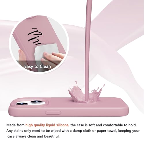 Image of iPhone 15 Case Silicone,Soft Microfiber Lining(Sand Pink)
