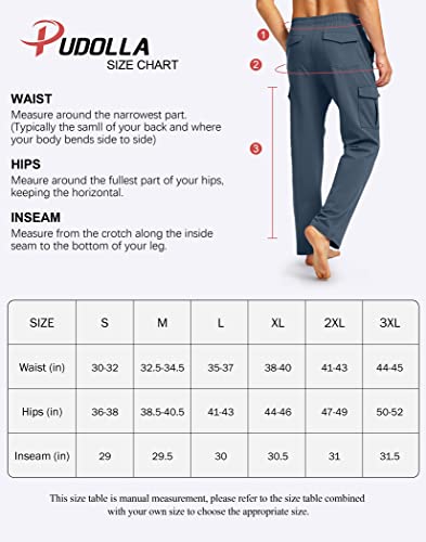 Pudolla Men's Cotton Sweatpants With Cargo Pockets Open Bottom Yoga Pants For Men Lounge Pants For Athletic Workout Casual(Dusty Blue 3X-Large) #TOP6