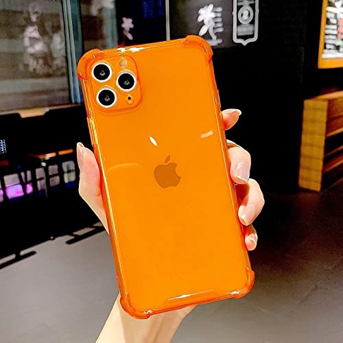 AULYTE Funda de teléfono de Color Caramelo Transparente Suave para iPhone 14 13 11 12 Pro MAX Mini XS X XR MAX 7 8 Plus SE, Funda Trasera de Parachoques Naranja para iPhone 13 Pro