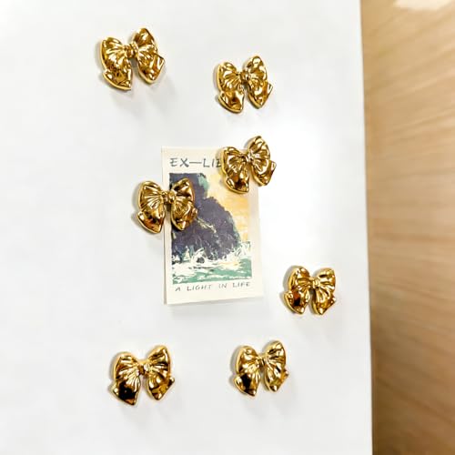 Imanes decorativos moño dorado para refrigerador 12 unidades miniatura 5