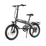 PVY City Klapprad E Bike Herren Damen, 20 Zoll Elektrofahrrad mit 250W Motor 50N.m Torque 36V 14.5Ah Akku Leichtes E-Bike 25 km/h 7-Gang 120 km Reichweite Scheibenbremsen LCD-Display (Dunkelgrau)