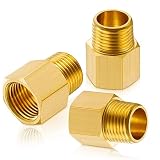 Gsinodrs 3PCS Brass Pipe Fitting, 1/2" Female x 1/2" Male NPT Thread Brass Hex, Adaptor 1200psi High