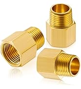 Gsinodrs 3PCS Brass Pipe Fitting, 1/2" Female x 1/2" Male NPT Thread Brass Hex, Adaptor 1200psi H...