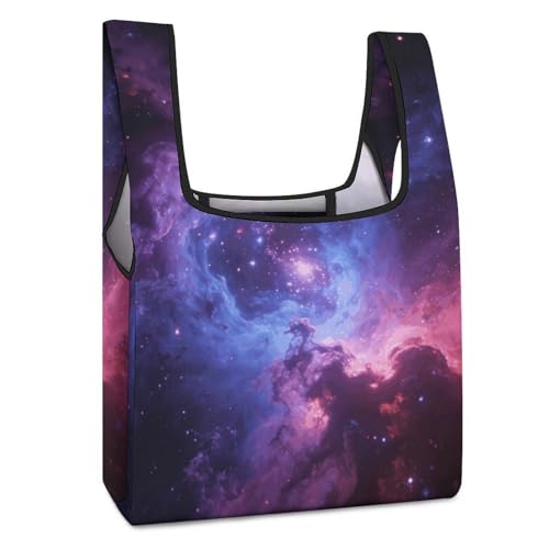 FekiLoot Cosmic Nebula Grocery Bag ���ϋv ���� �V���b�s���O�o�b�O �n���h���t�� �h�� �܂肽���ݎ� �ė��p�\ �H���i�g�[�g�o�b�O �y�� �|���G�X�e�����n �g�[�g�o�b�O
