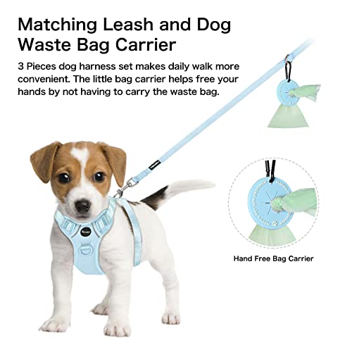 Petmolico Dog Harness for Small Dogs, Cute Harness Vest with Two Leash Clips and Soft Handle, Reflective Easy Walk Puppy Vest - Light Blue, Small by Petmolico - Image 4