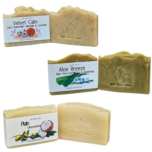 Handmade Natural Soap Bar Set | UK Artisan Cold Processed Vegan Soaps | Organic, Cruelty-Free, Palm Oil-Free | Essential Oil Scented | Floral, Herbal & Citrus Soap Gift Set (Calm)