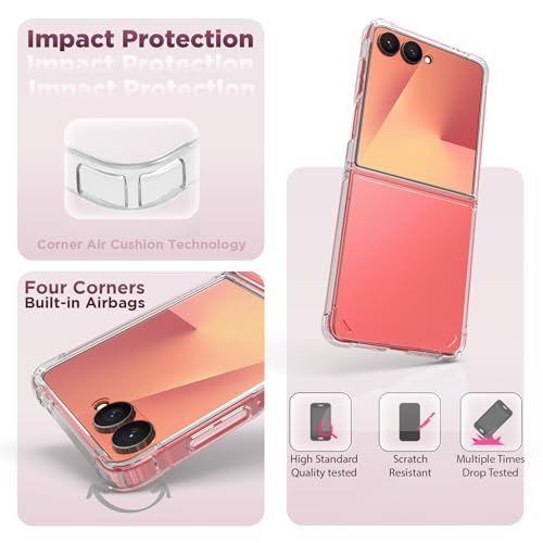 Image of RIGGEAR Shockproof Clear Hybrid Airbag Armor Back Cover Case for Samsung Galaxy Z Flip 7 (Transparent PC and TPU Bumper)