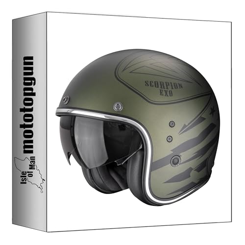 Casque jet Scorpion Belfast Evo Dawg Vert Mat finitions premium XL