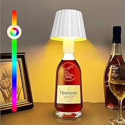 Lampara De Mesa Con Botellas De Plastico Diealles Shine Lámpara De Botella, Lampara De Mesa Inalambrica Control Tácti, IP44 Luz LED Recargable Para Botella De Vino, Lampara De Mesa Para Dormitorios Sala De Estar Restaurante & Bares - Blanco