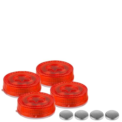 Fkewp 4 PCS Wireless Car Door LED Warning Lights, 5 LED High Brightness Vehicle Door Safety Signal Light, Anti Rear End Collision Roadside Flashing Light for Cars SUVs Trucks (Red)