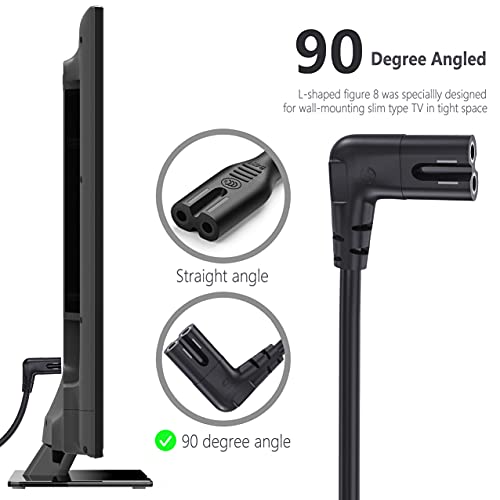 Ancable OX16 Tv Power Cord Compatible For Samsung Tv, Ancable 6-Feet 90 Degree Angled 18Awg 2-Prong To L-Shaped C7 Power Cord Replacement thumb #2